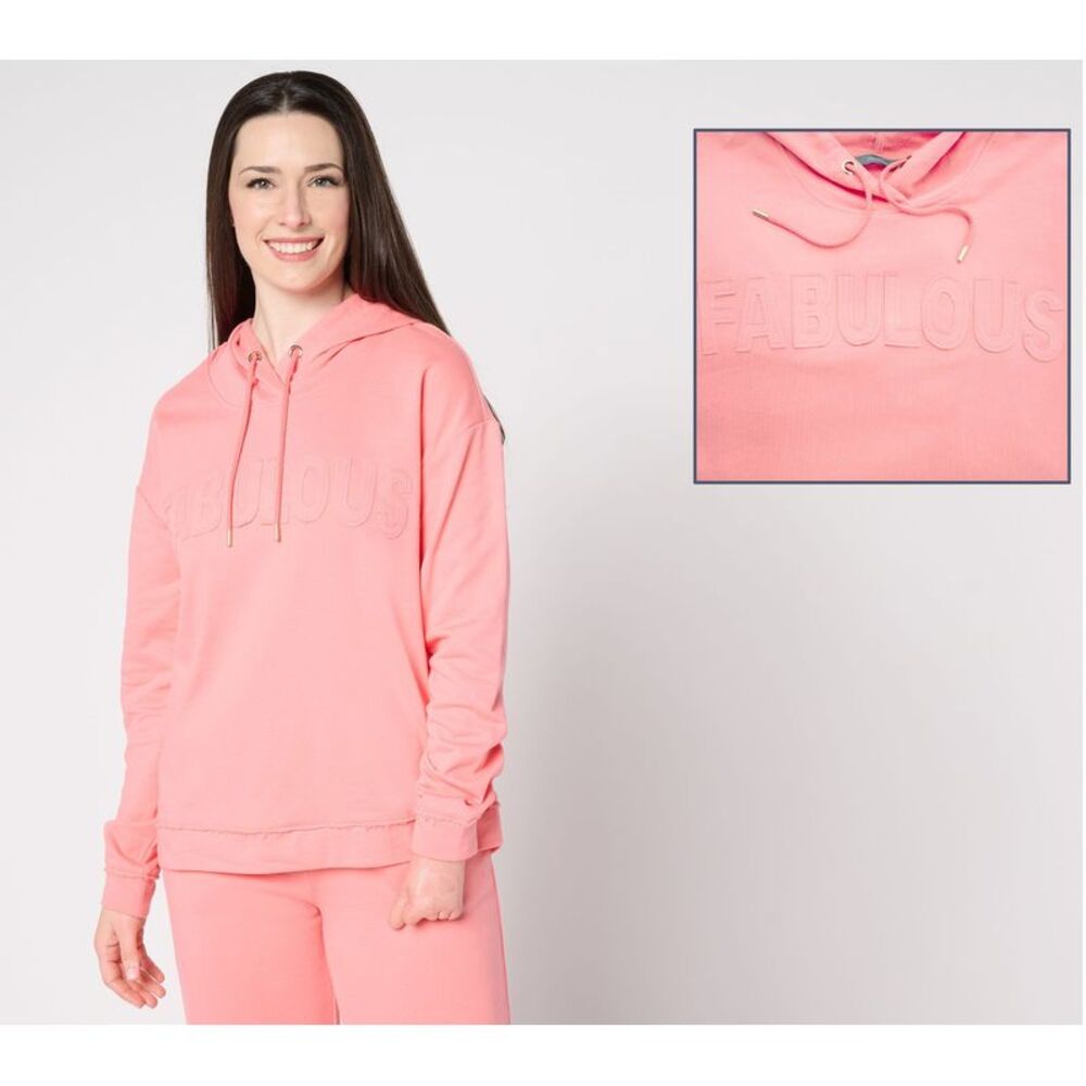 Anybody Women's Top Sz 2XS (XXS) French Terry Message Hoodie Pink